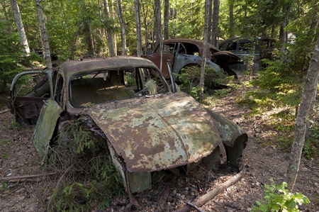 Car Dump in Kirkoe Mosse, Swedenの写真素材