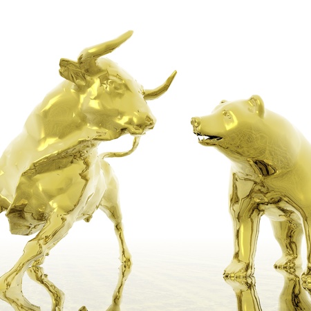 digital visualization of bull and  bearの写真素材