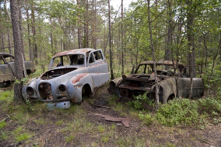 Car Dump in Kirkoe Mosse, Swedenの写真素材