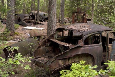 Car Dump in Kirkoe Mosse, Swedenの写真素材