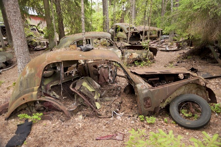 Car Dump in Kirkoe Mosse, Swedenの写真素材