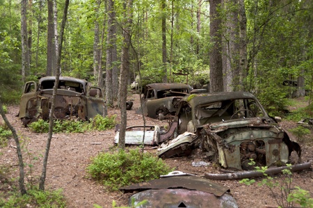 Car Dump in Kirkoe Mosse, Swedenの写真素材