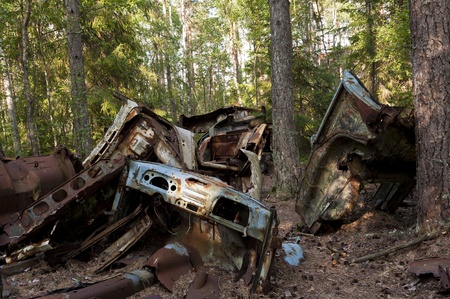 Car Dump in Kirkoe Mosse, Swedenの写真素材
