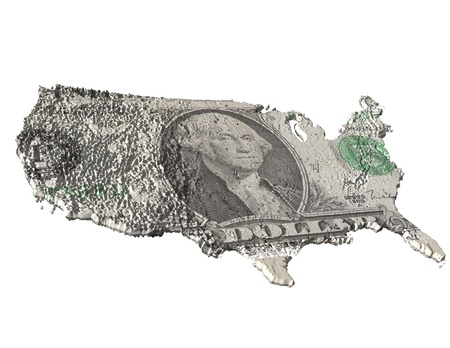 digital visualization of the usa with dollar textureの写真素材