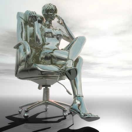 Digital Illustration of a sitting Womanの写真素材