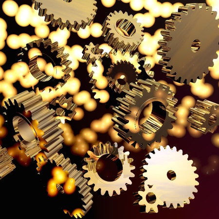 Digital Illustration of flying Gears