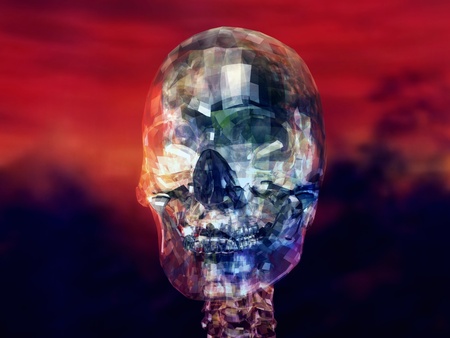 Digital Illustration of a human Skullの写真素材