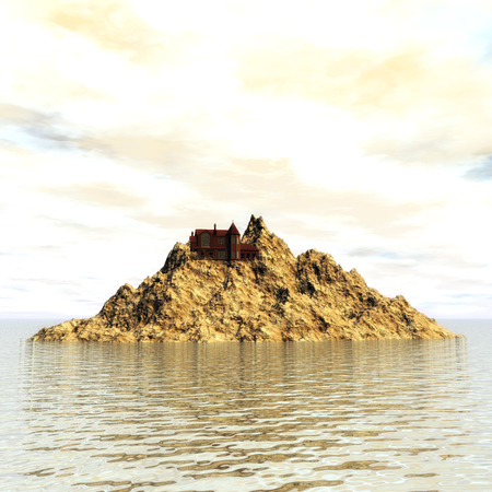 Digital Illustration of a lonely Islandの写真素材