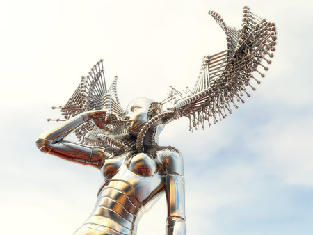 Digital Illustration of a female Cyborgの写真素材