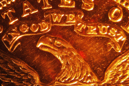 Micro Photo of a Gold Coinの写真素材