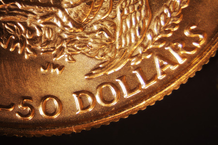 Micro Photo of a Gold Coinの写真素材