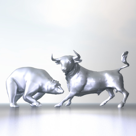 Digital Illustration of Bull and Bearの写真素材