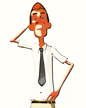 Digital Illustration of a Cartoon Manの写真素材