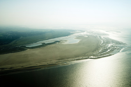 Aerial view from the Schleswig-Holstein Wadden Sea National Park in Germany