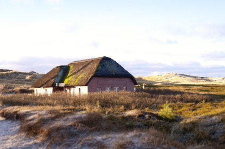 Thatched Roof House on Amrum in Germanyの写真素材