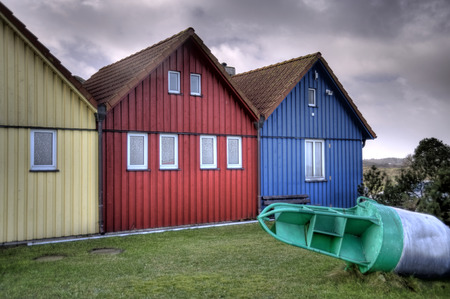 Fishing Huts on North Frisian Island Amrum in Germanyの写真素材
