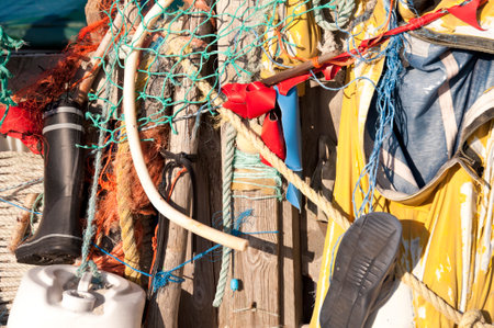 AMRUM, GERMANY - DECEMBER 29, 2014: On the Kniepsand Beach of  the North Frisian Island Amrum in Germany Land-Artists made Beach Huts and other Objects out of Flotsam and Jetsamのeditorial素材