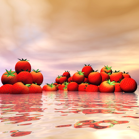 Digital Illustration of Strawberriesの写真素材