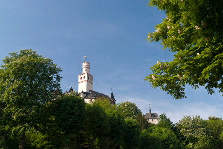 Marksburg Castle at the River Rhine in Germanyのeditorial素材