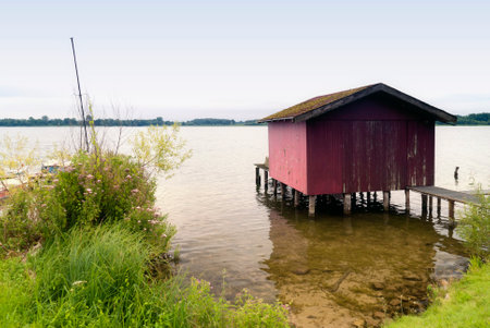 Boathouse at the Schaalsee in Germanyのeditorial素材