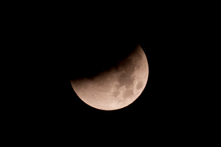 Total Lunar Eclipse on Sept. 28, 2015, observed in Kiel, Germany, through a Telescopeのeditorial素材