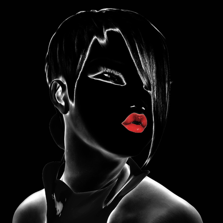 Digital Illustration of a female japanese Faceの写真素材