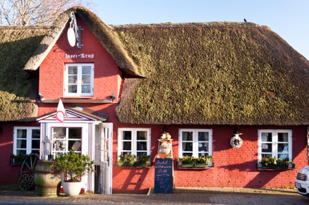 Thatched Roof House on Amrum in Germanyのeditorial素材