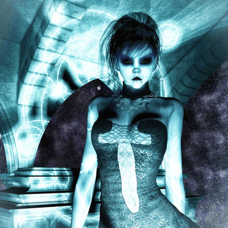 3D Illustration; 3D Rendering of a gothic Femaleの写真素材