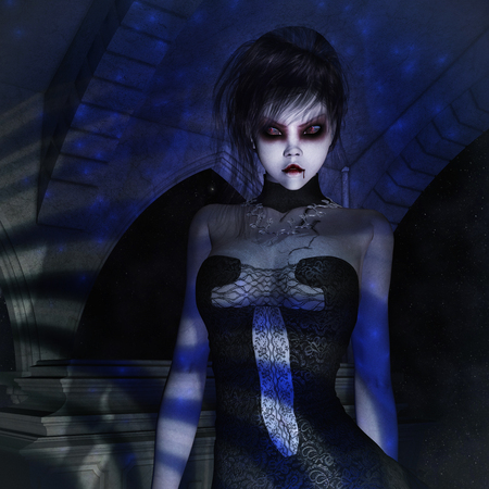 3D Illustration; 3D Rendering of a gothic Femaleの写真素材