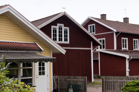 Timber houses in Swedenの写真素材
