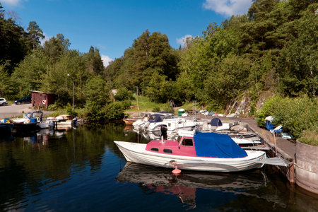 Fishing Port at Lake Vaettern in Swedenのeditorial素材