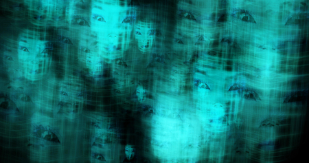 Computer generated image of surreal alien heads