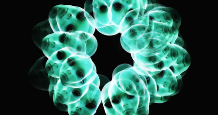 Computer generated image of surreal alien heads