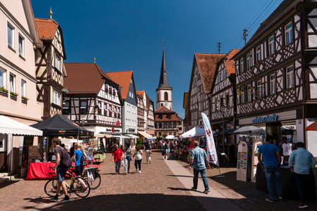 LOHR AM MAIN, GERMANY - MAY 27, 2017: Lohr am Main (officially: Lohr a.Main) is a town in the Main-Spessart district in Lower Franconia (Unterfranken) in Bavaria, Germany. It has a population of around 15,000.のeditorial素材