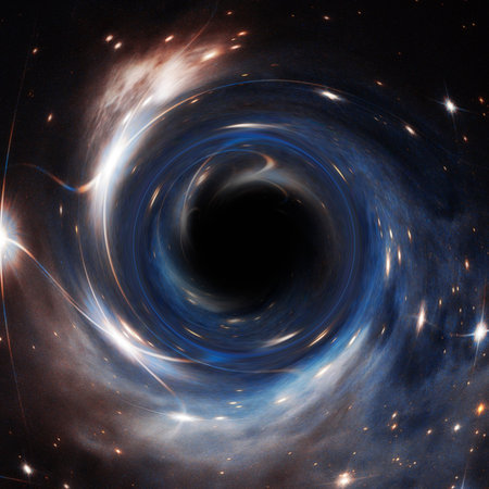 Artistic Representation of a cosmic Black Hole. Elements furnished by NASAのeditorial素材