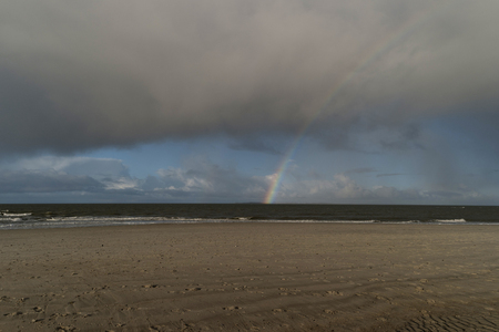 Rainbow on the North Frisian Island Amrum in Germanyの写真素材