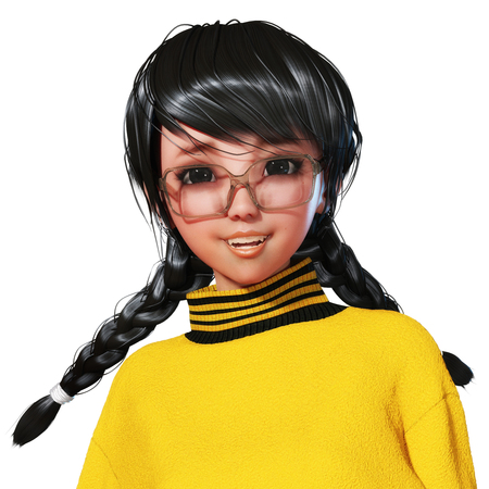 Digital 3D Illustration of a Toon Girlの写真素材
