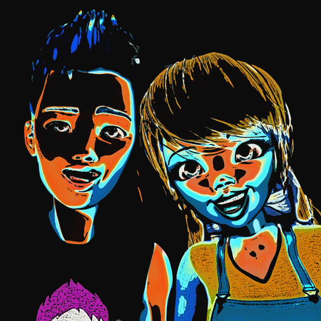 Digital 3D Illustration of Toon Kids