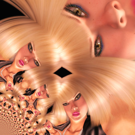 Digital Illustration of a Girls Face, digital Modelのeditorial素材