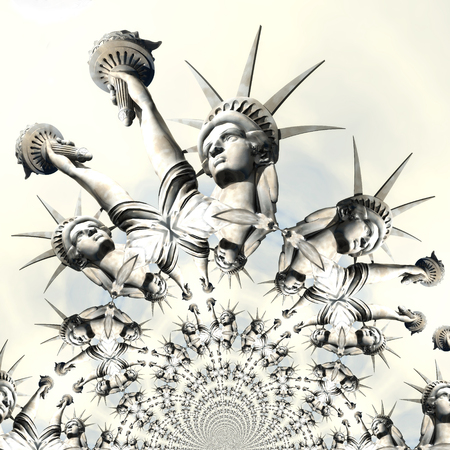 3D Rendering, 3D Illustration of the Statue of Libertyの写真素材