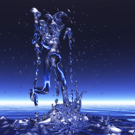 Digital 3D Rendering of a Woman in a Showerの写真素材
