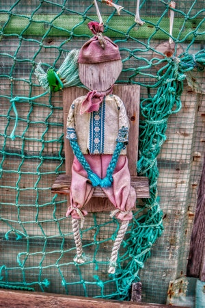 AMRUM, GERMANY - DECEMBER 28, 2018: On the Kniepsand Beach of  the North Frisian Island Amrum in Germany Land-Artists made Beach Huts and other Objects out of Flotsam and Jetsamのeditorial素材