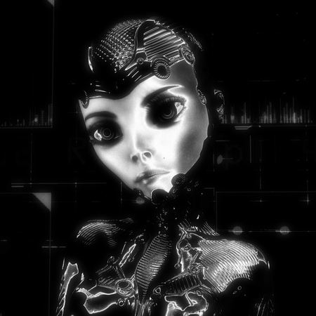 3D Illustration of a female Cyborgの写真素材