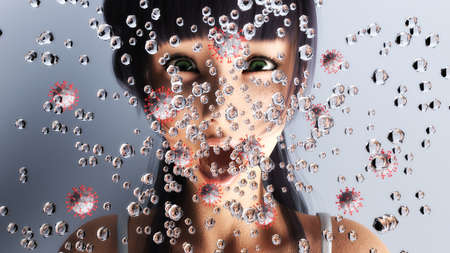 Artistic 3D illustration of corona aerosol