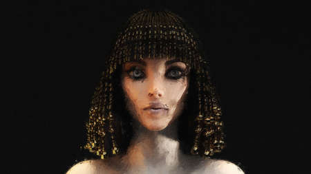3D Illustration of a female face as an artistic digital painting