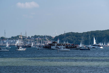 KIEL, GERMANY - SEPTEMBER 12, 2020: At the end of the Kiel Week 2020 a windjammer parade took place on the Kiel Fjord.のeditorial素材