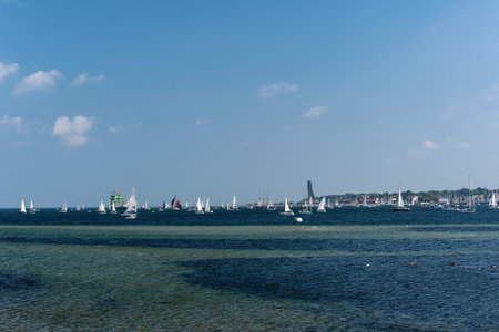 KIEL, GERMANY - SEPTEMBER 12, 2020: At the end of the Kiel Week 2020 a windjammer parade took place...