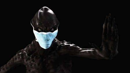3D Illustration of a monster face with mask