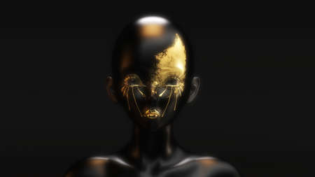 Artistic 3D Illustration of a Female Faceの写真素材