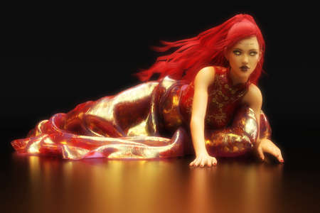 Artistic 3D Illustration of a Fantasy Femaleの写真素材
